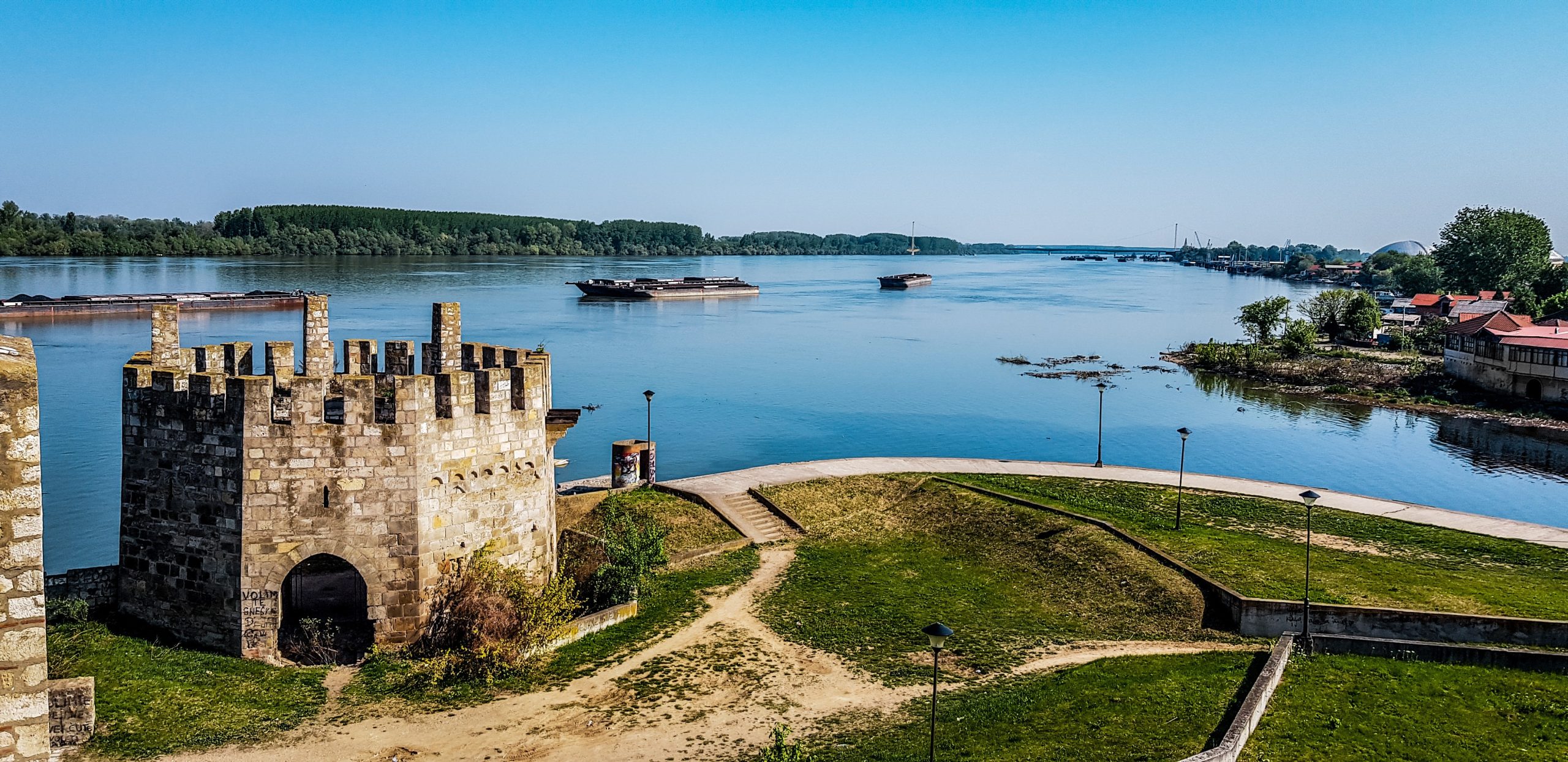 View from Belgrade Fortress over the Danube River, Belgrade, Serbia
